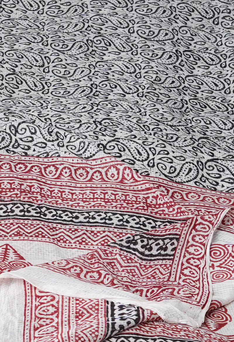 Half White Kota Checks Bagh Printed Dupatta–UDS4993