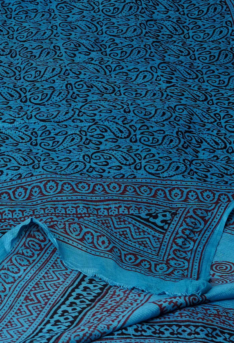 Blue Kota Checks Bagh Printed Dupatta–UDS4994