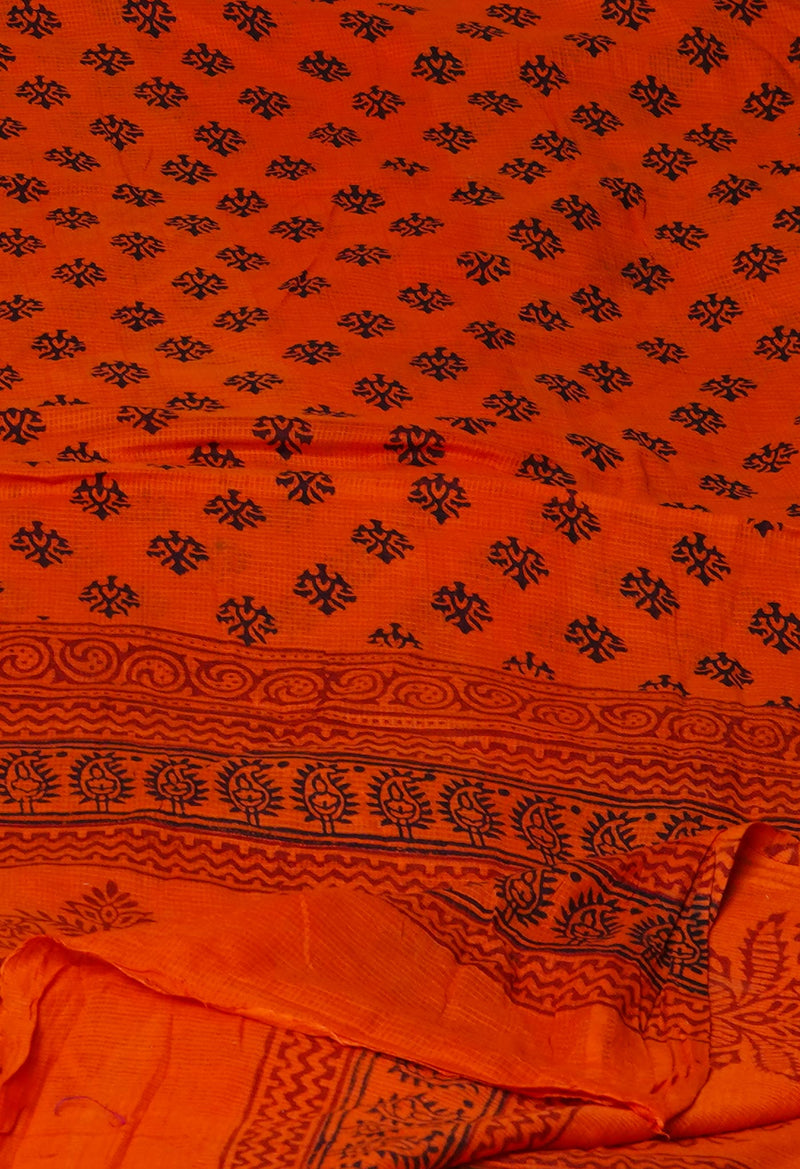 Orange Kota Checks Bagh Printed Dupatta–UDS4995