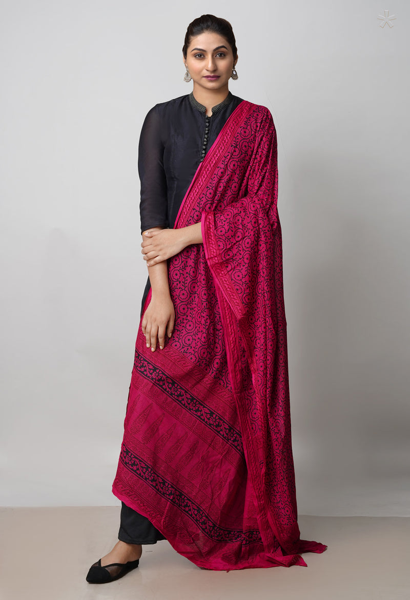 Hippie Pink Kota Checks Bagh Printed Dupatta–UDS4997