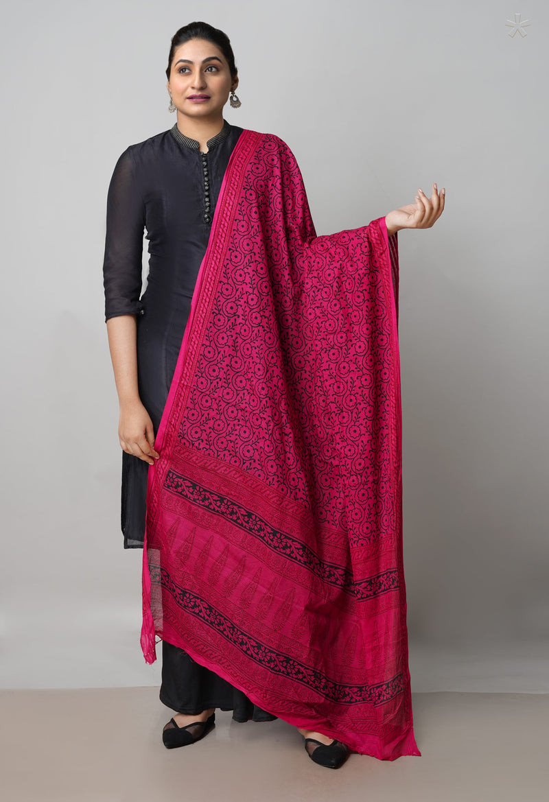 Hippie Pink Kota Checks Bagh Printed Dupatta–UDS4997