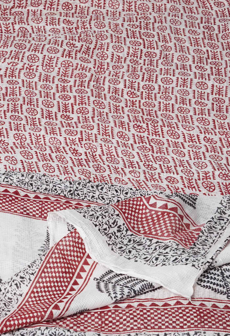 Half White Kota Checks Bagh Printed Dupatta–UDS4999