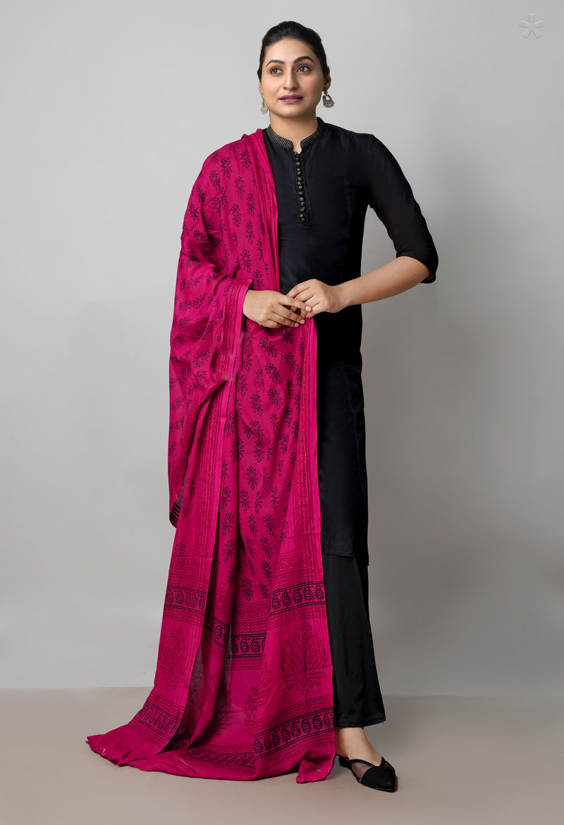 Maroon Kota Checks Bagh Printed Dupatta–UDS5002