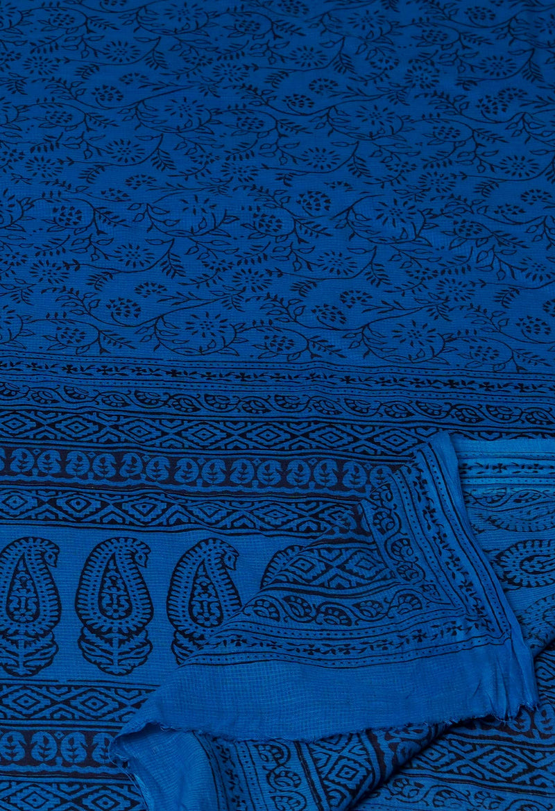 Blue Kota Checks Bagh Printed Dupatta–UDS5008