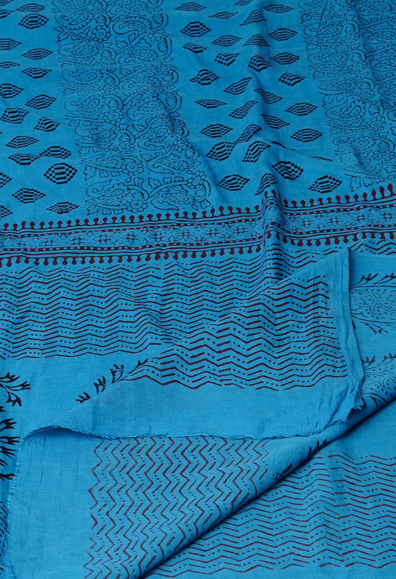 Blue Pure Superfine Mulmul Cotton Bagh Printed Dupatta –UDS5019