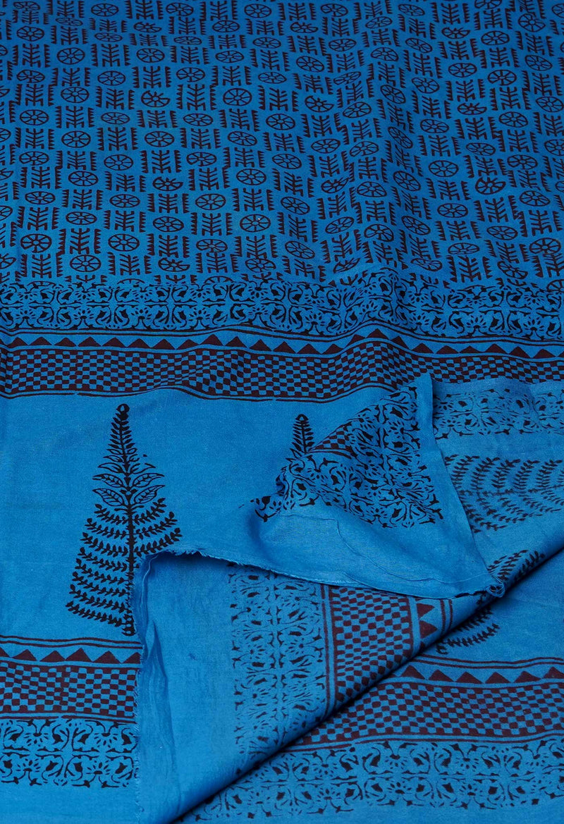 Blue Pure Superfine Mulmul Cotton Bagh Printed Dupatta –UDS5027