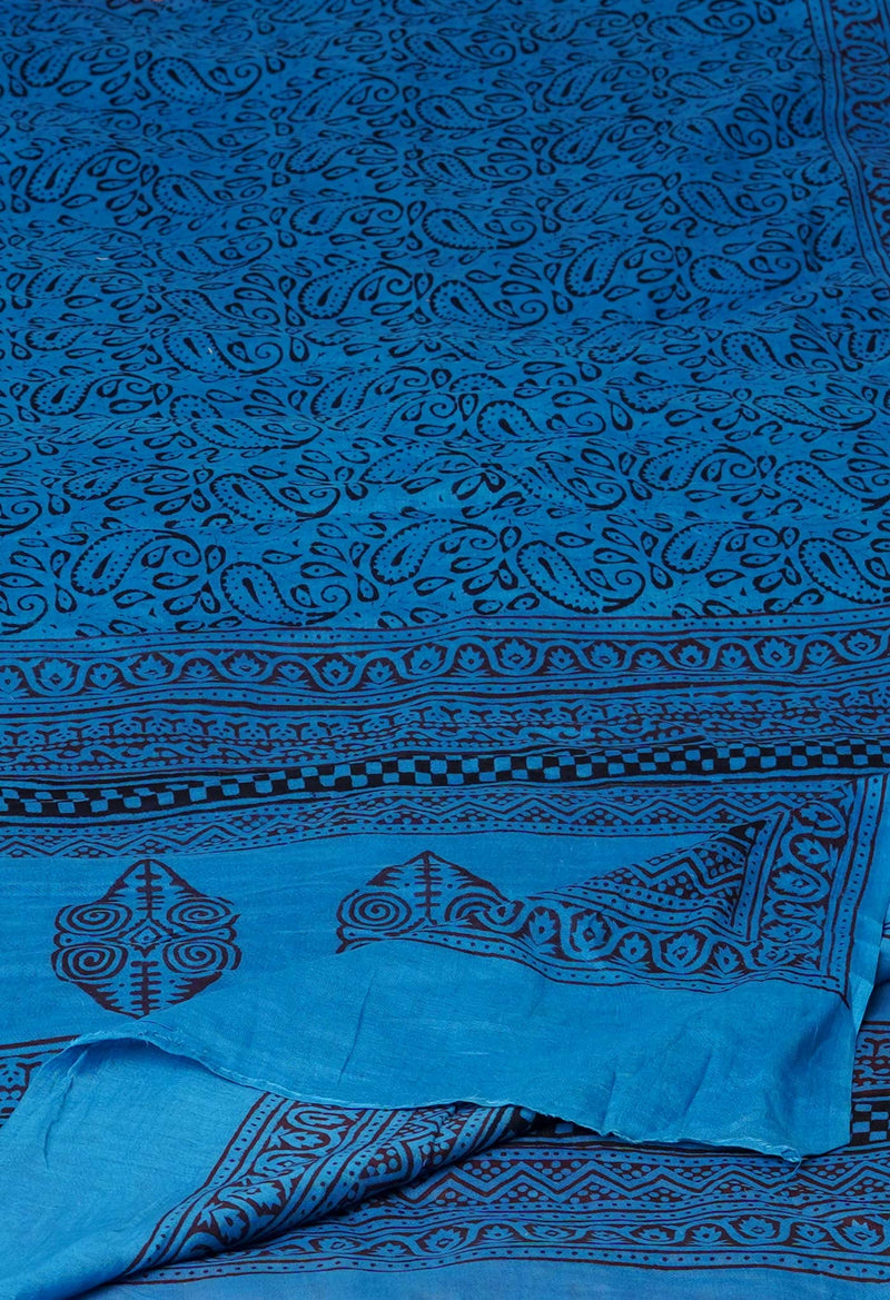Blue Pure Superfine Mulmul Cotton Bagh Printed Dupatta –UDS5034