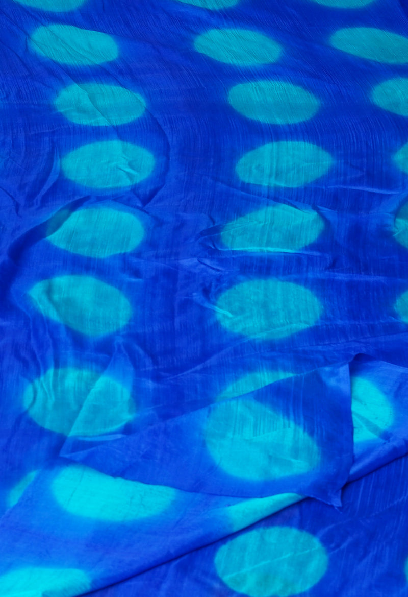 Blue Pure Handloom Clamp Dyeing Mysore Silk Dupatta –UDS5099