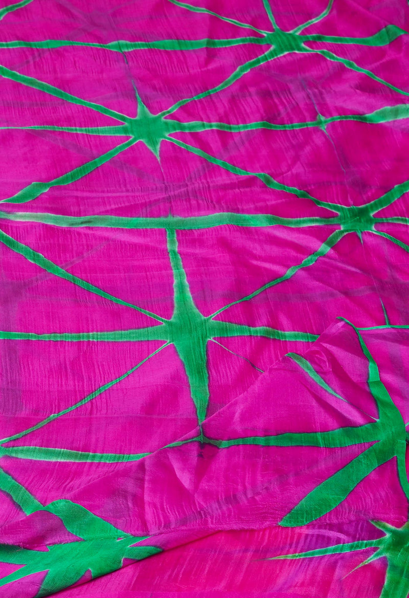 Pink Pure Handloom Clamp Dyeing Mysore Silk Dupatta–UDS5102