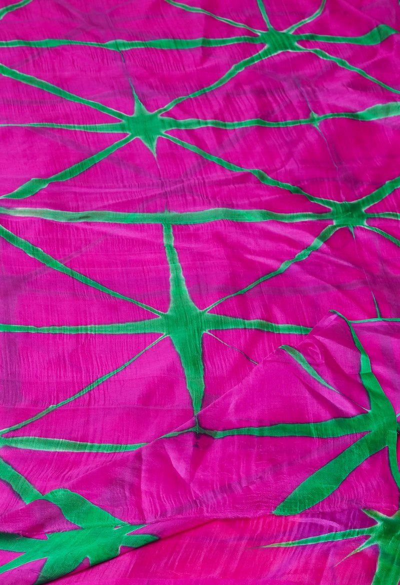 Pink Pure Handloom Clamp Dyeing Mysore Silk Dupatta–UDS5102