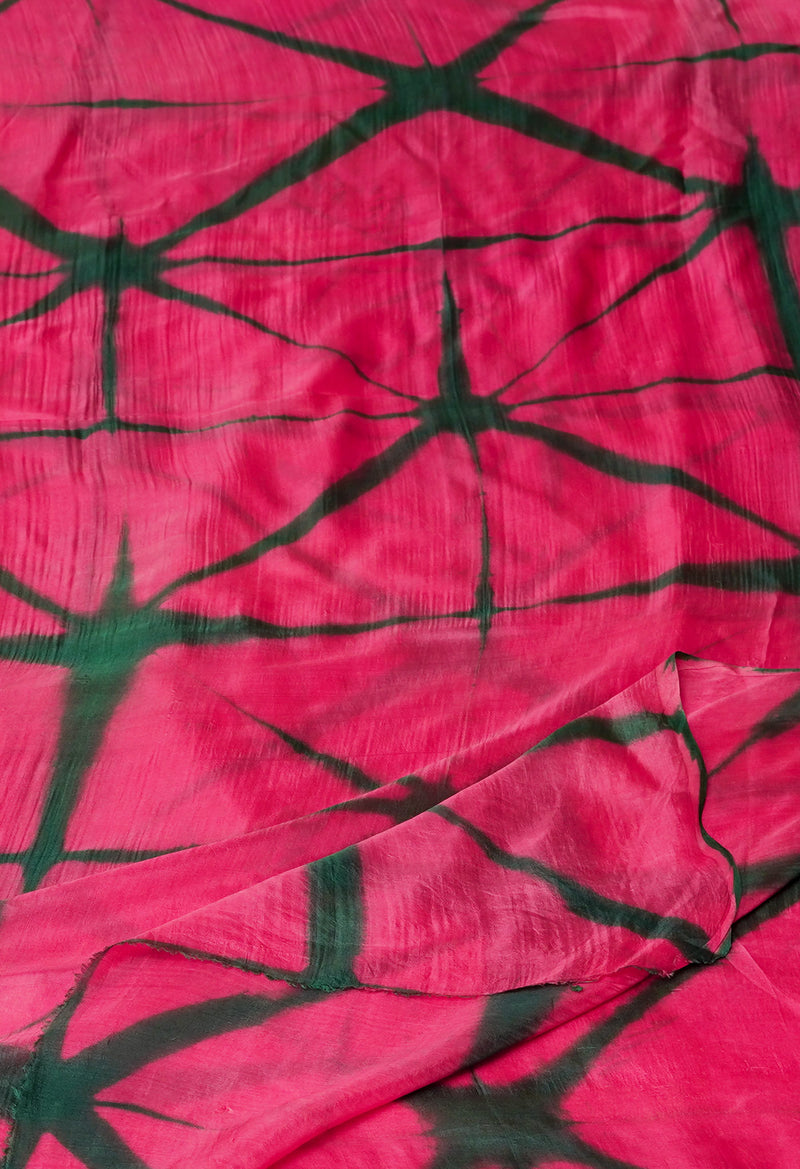 Peach Red Pure Handloom Clamp Dyeing Mysore Silk Dupatta–UDS5103