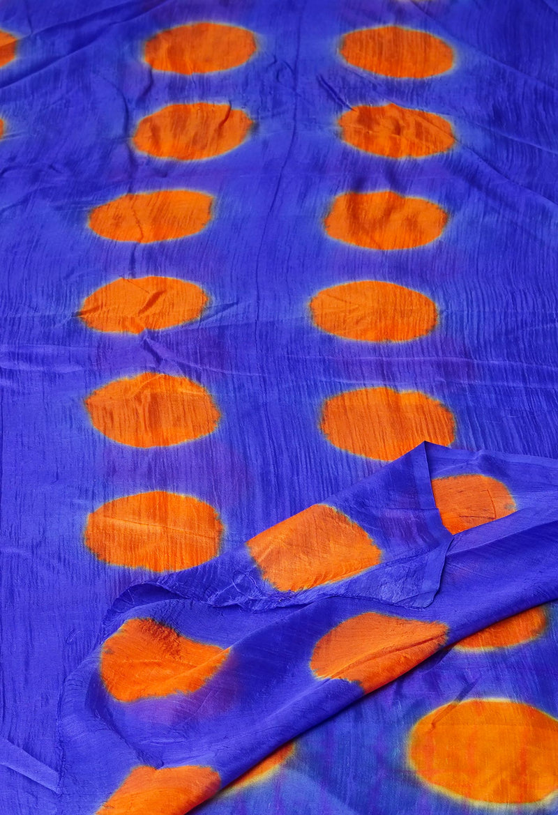 Blue Pure Handloom Clamp Dyeing Mysore Silk Dupatta–UDS5110