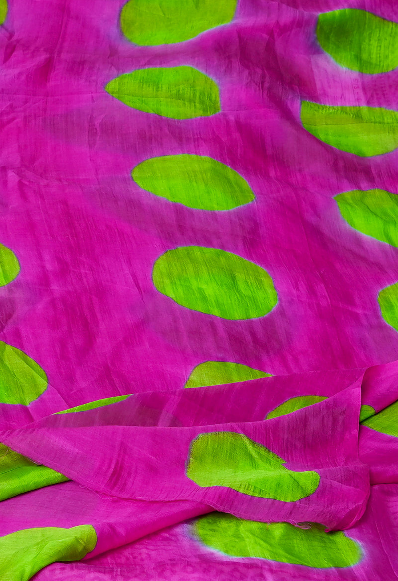 Pink Pure Handloom Clamp Dyeing Mysore Silk Dupatta–UDS5113