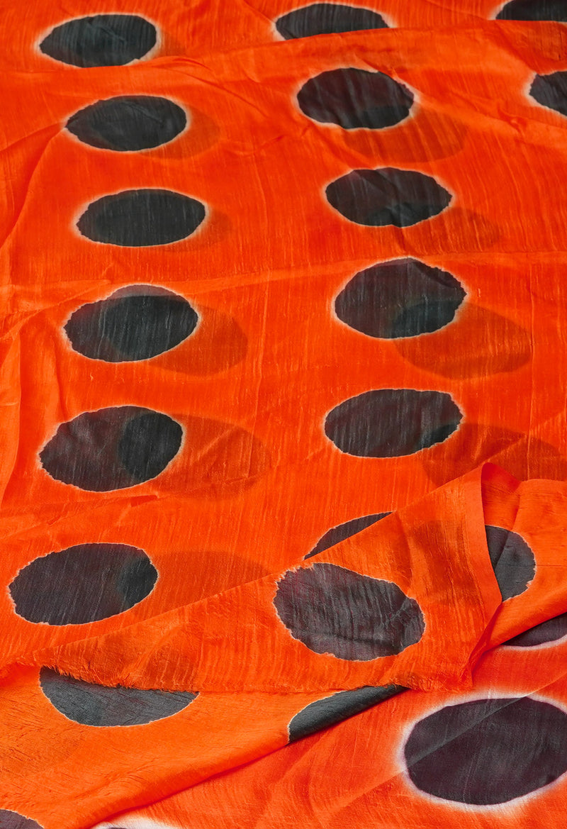 Orange Pure Handloom Clamp Dyeing Mysore Silk Dupatta–UDS5115