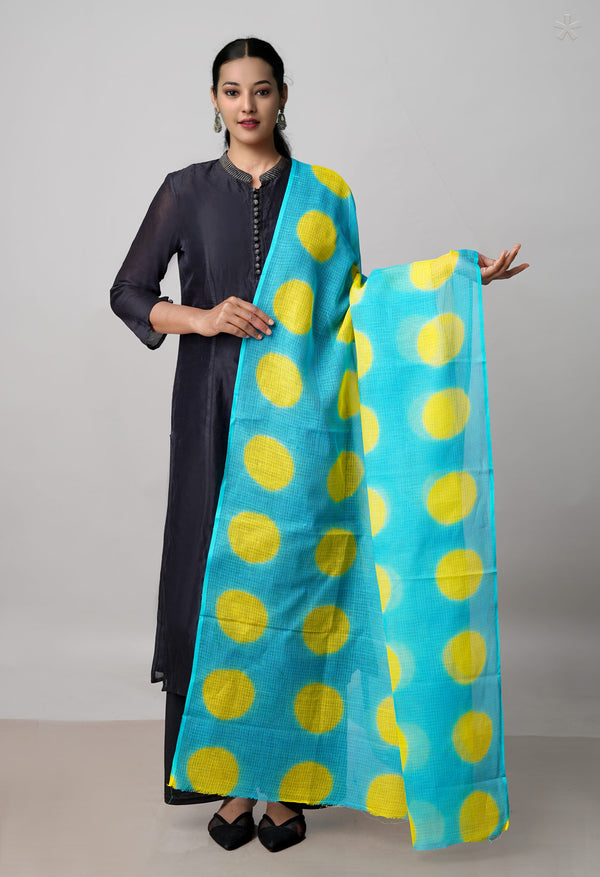 Sky Blue Pure Clamp Dyeing Kota Cotton Dupatta–UDS5116