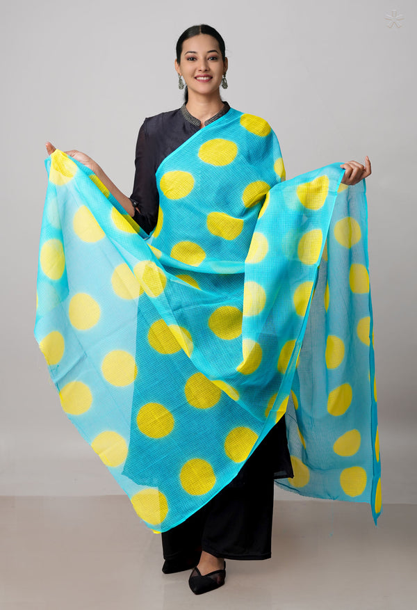 Sky Blue Pure Clamp Dyeing Kota Cotton Dupatta–UDS5116