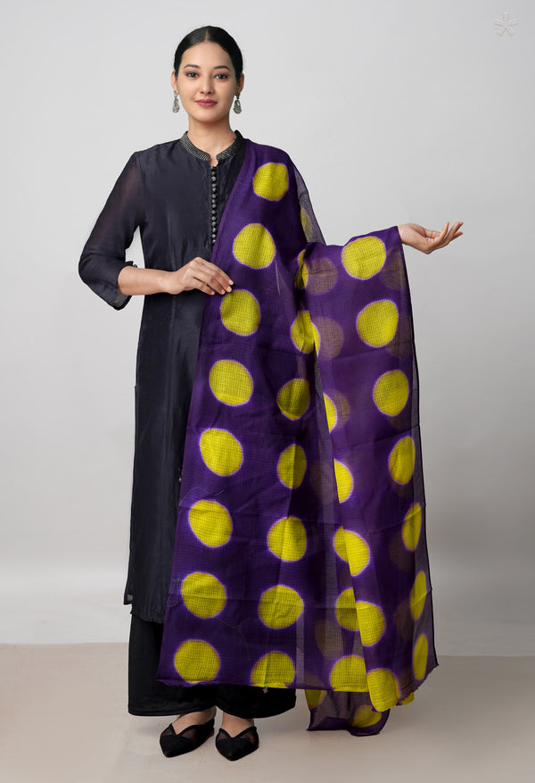 Blue Pure Clamp Dyeing Kota Cotton Dupatta–UDS5117