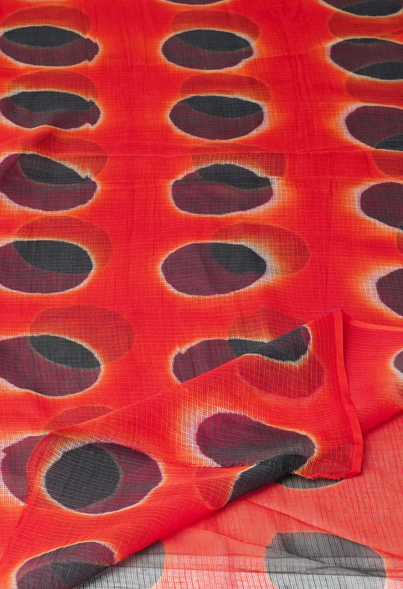 Orange Pure Clamp Dyeing Kota Cotton Dupatta–UDS5118