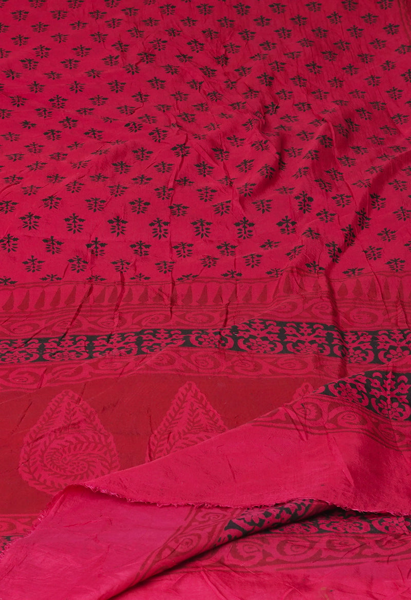 Hippie Pink Bagh Printed Chanderi Soft Silk Dupatta–UDS5153
