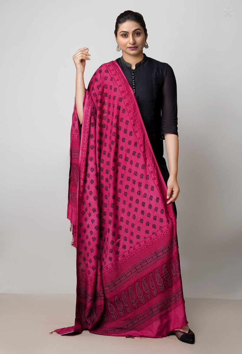 Maroon Bagh Printed Chanderi Soft Silk Dupatta–UDS5155