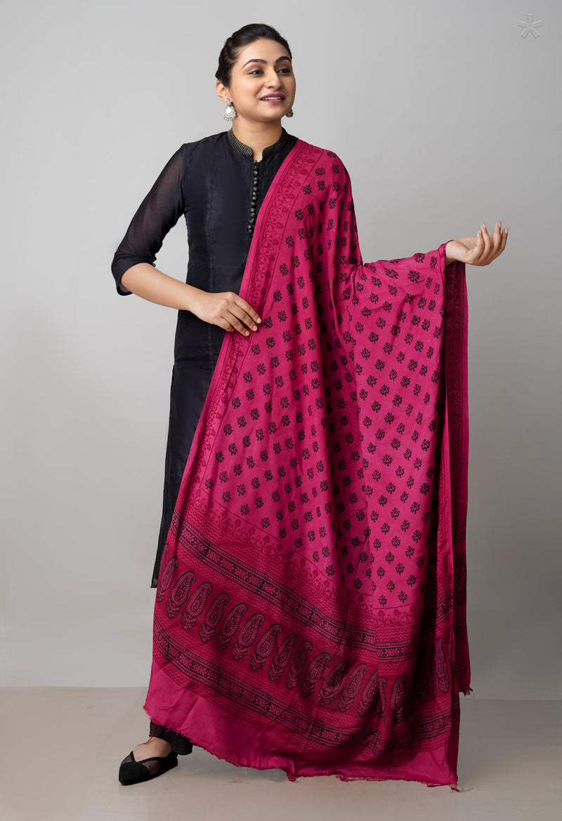 Maroon Bagh Printed Chanderi Soft Silk Dupatta–UDS5155