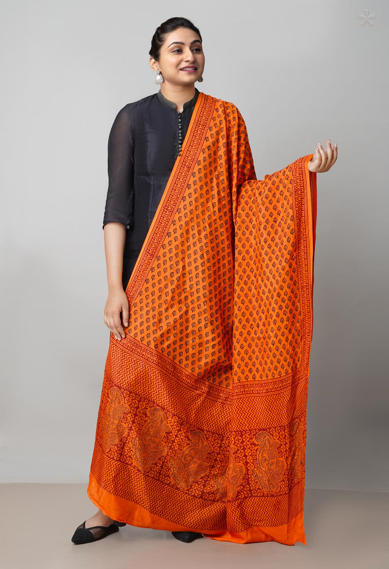 Orange Bagh Printed Chanderi Soft Silk Dupatta–UDS5156