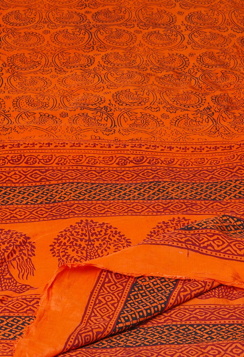Orange Bagh Printed Chanderi Soft Silk Dupatta–UDS5157