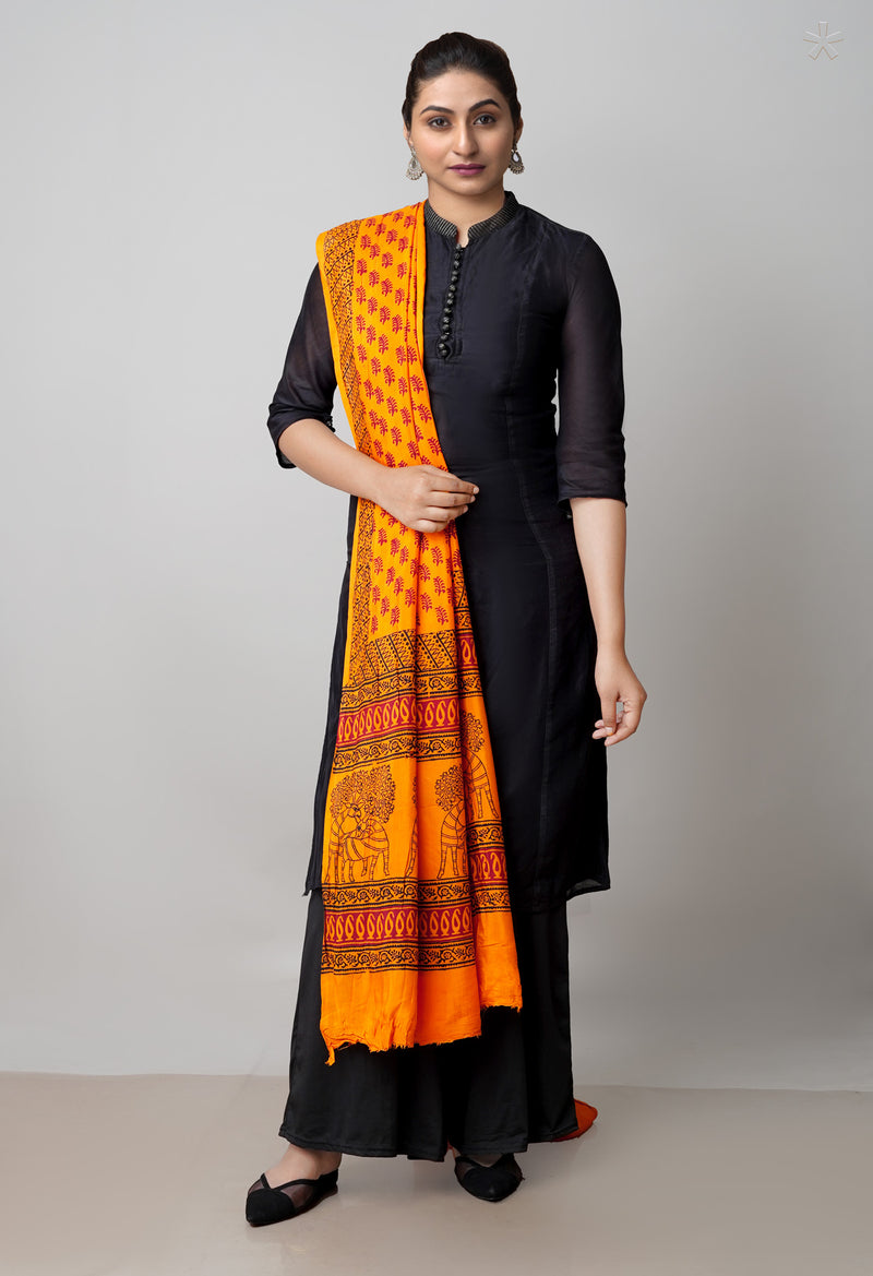 Orange Bagh Printed Chanderi Soft Silk Dupatta–UDS5162