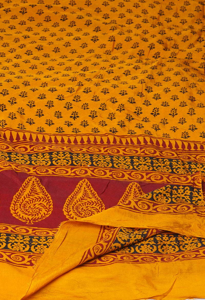 Turmeric Yellow Bagh Printed Chanderi Soft Silk Dupatta–UDS5163