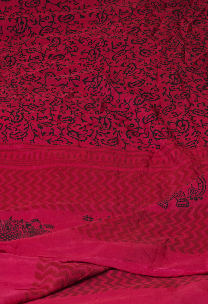 Hippie Pink Bagh Printed Chanderi Soft Silk Dupatta–UDS5165