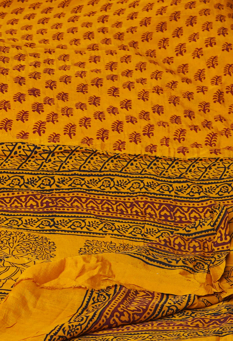 Turmeric Yellow Bagh Printed Chanderi Soft Silk Dupatta–UDS5172
