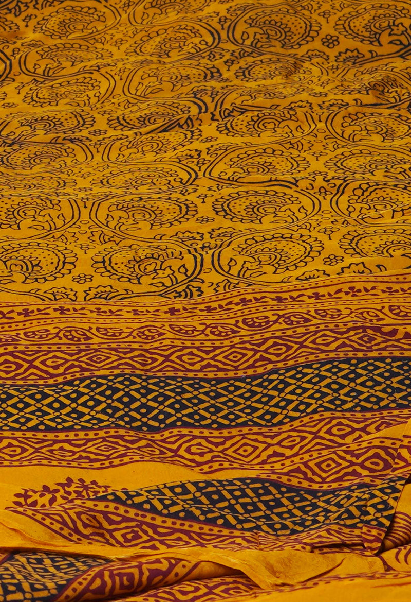 Turmeric Yellow Bagh Printed Chanderi Soft Silk Dupatta–UDS5175