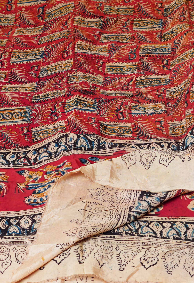 Multi Pure Hand Block Kalamkari Soft Silk Dupatta–UDS5225
