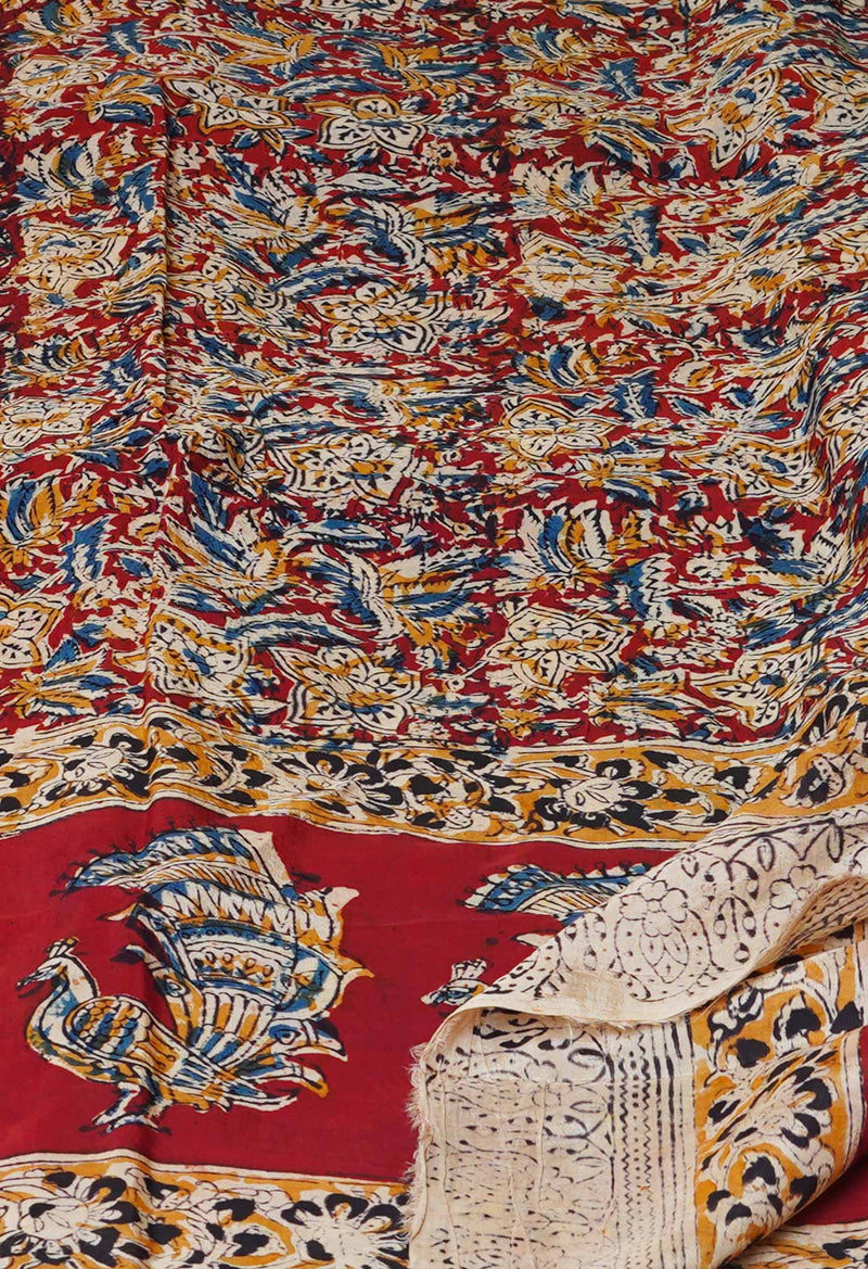 Multi Pure Hand Block Kalamkari Soft Silk Dupatta–UDS5250
