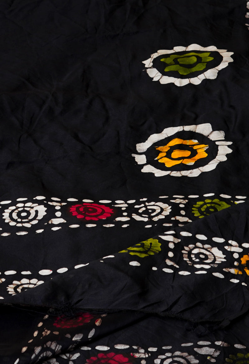 Black Pure Batik Printed Chanderi Sico Dupatta– UDS5287