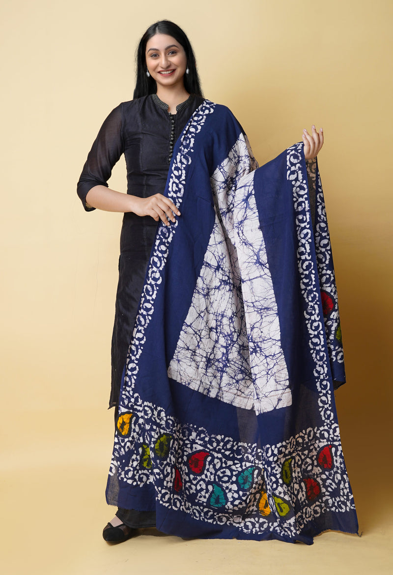 Blue Pure Batik Cotton Dupatta – UDS5330