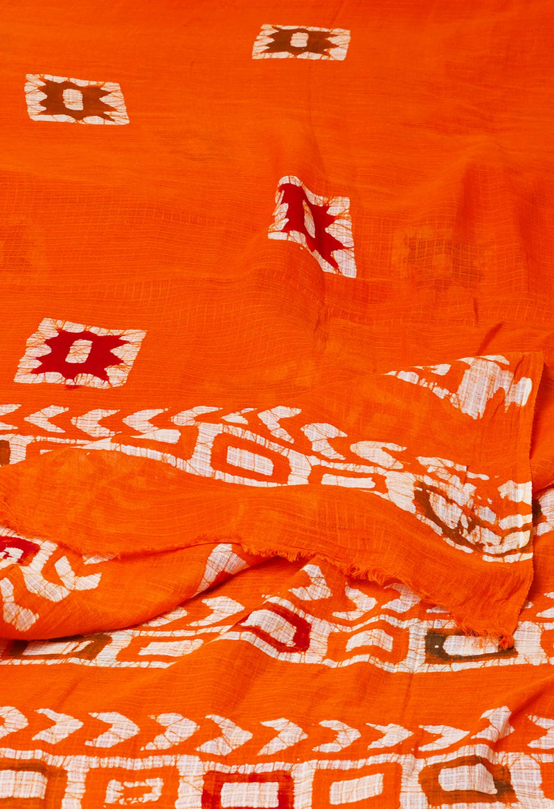 Orange Pure Batik Kota Cotton Dupatta – UDS5345