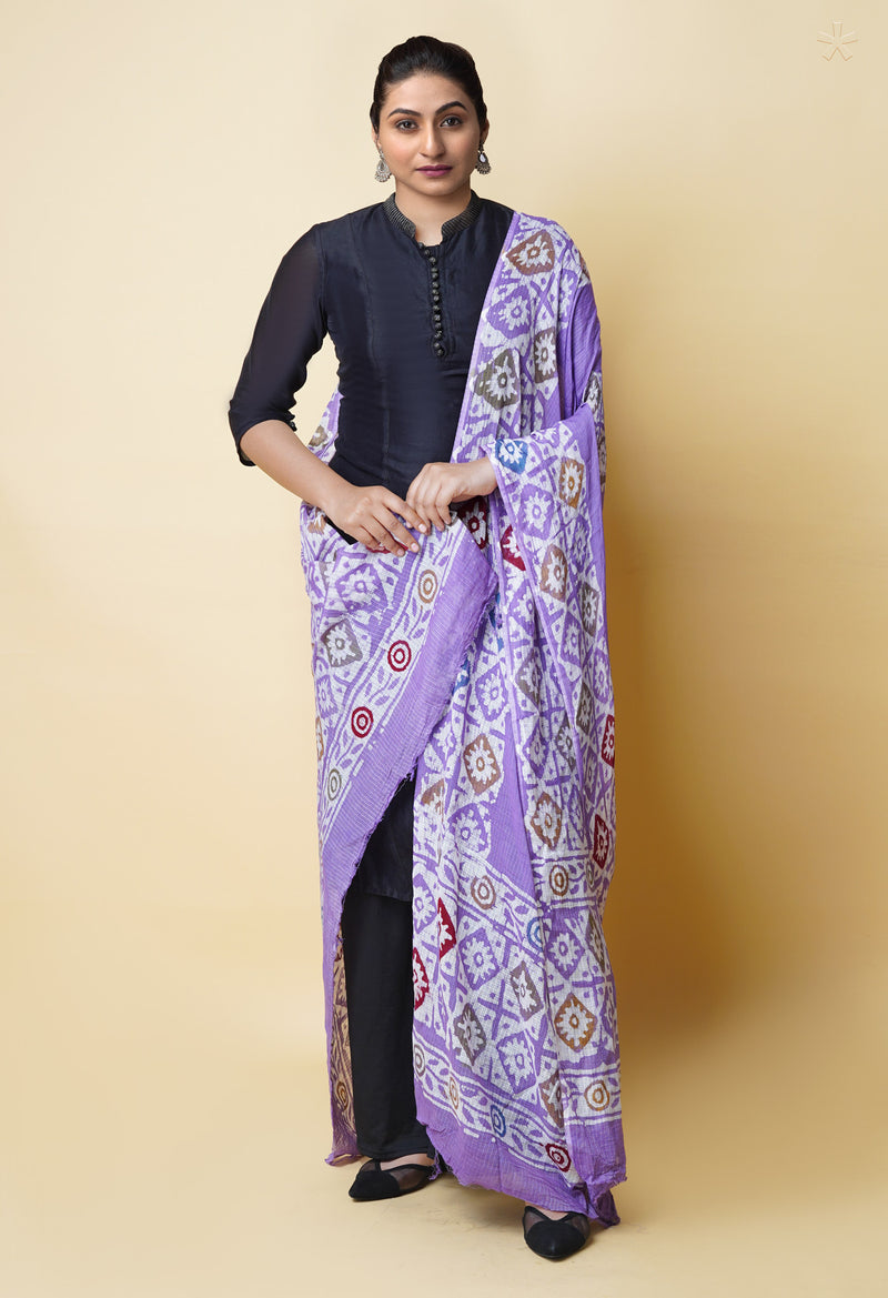 Violet Pure Batik Kota Cotton Dupatta – UDS5346