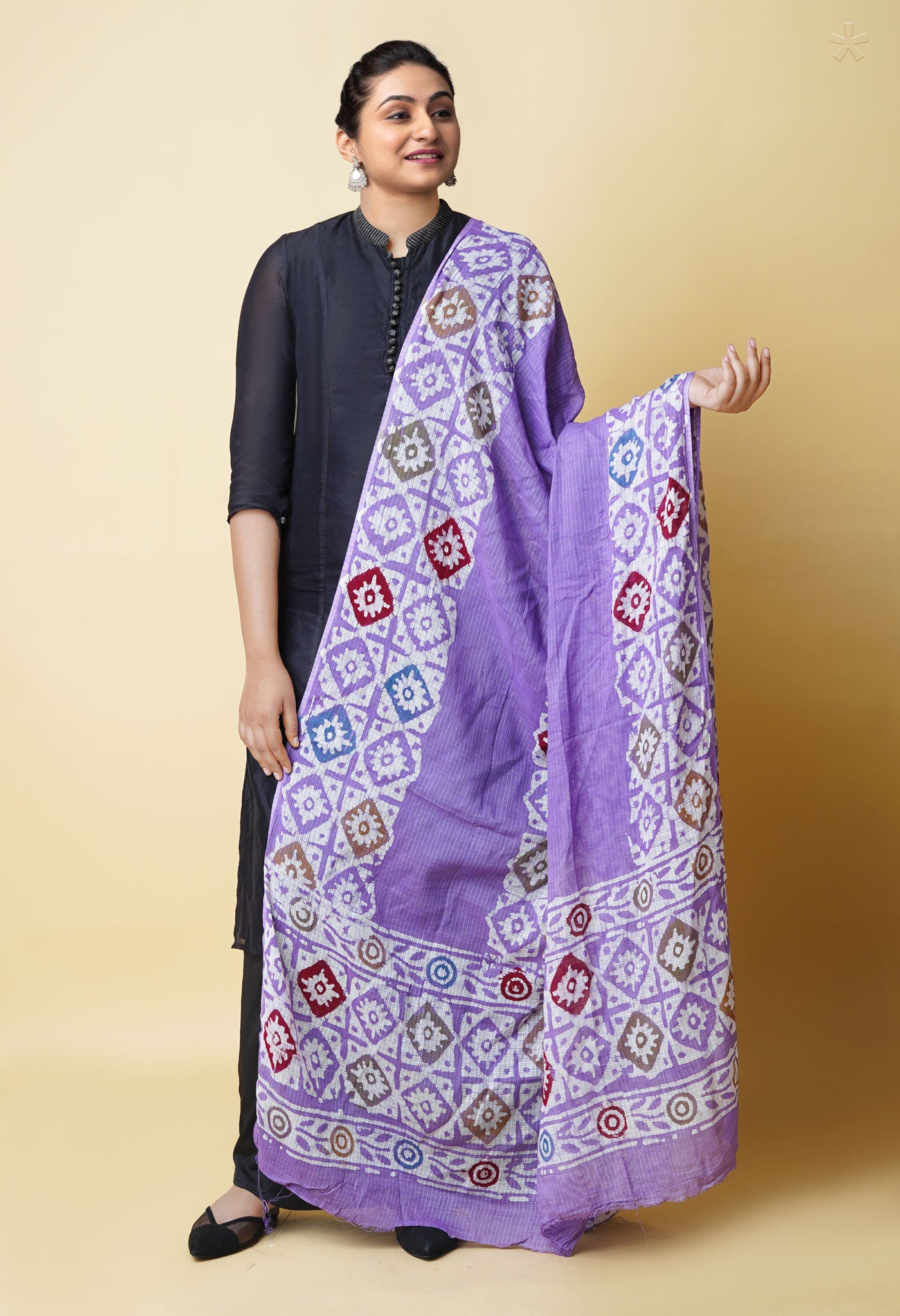 Violet Pure Batik Kota Cotton Dupatta – UDS5346