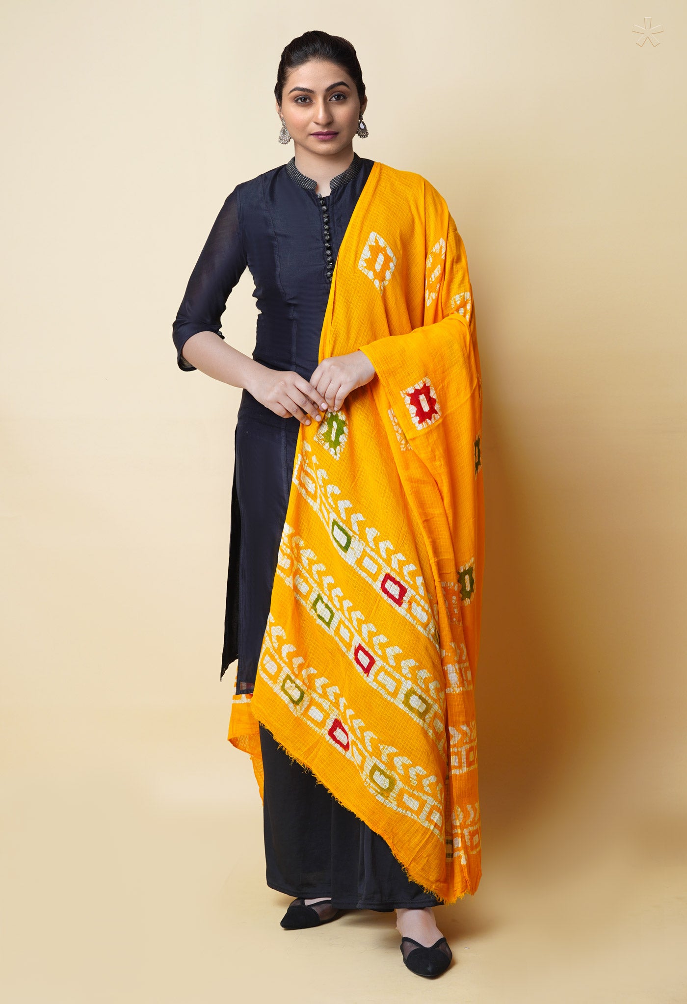 Yellow Pure Batik Kota Cotton Dupatta – UDS5349