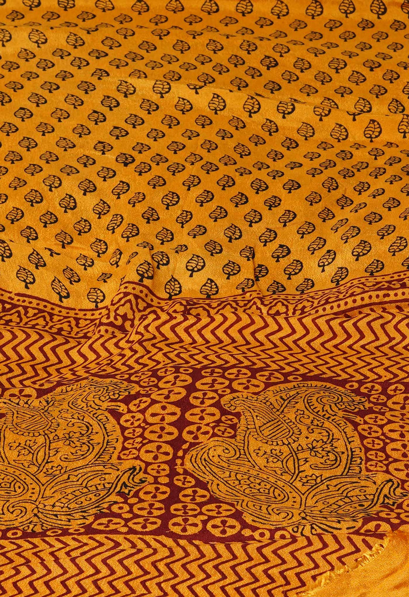 Mustard Yellow Bagh Printed Georgette Silk Dupatta–UDS5351