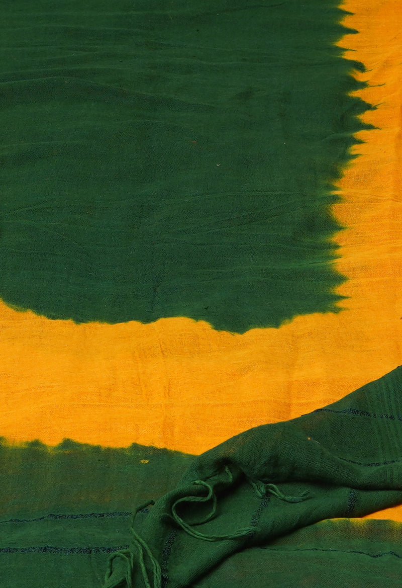 Green-Yellow Pure Tie-Dye Shibori Cotton Dupatta–UDS5364