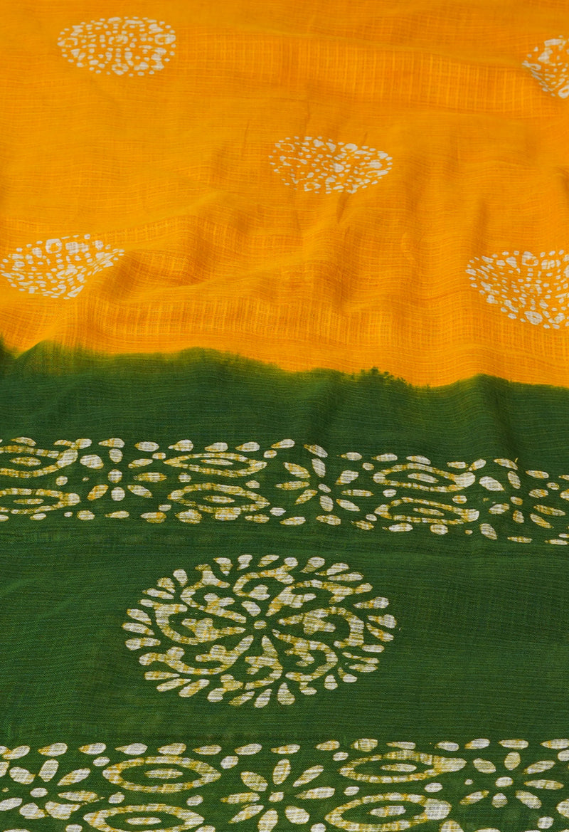 Yellow Pure Hand Batik Printed Kota Cotton Dupatta–UDS5367