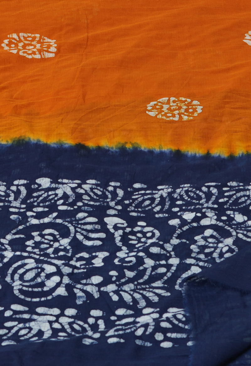Rust Orange Pure Hand Batik Printed Kota Cotton Dupatta–UDS5370
