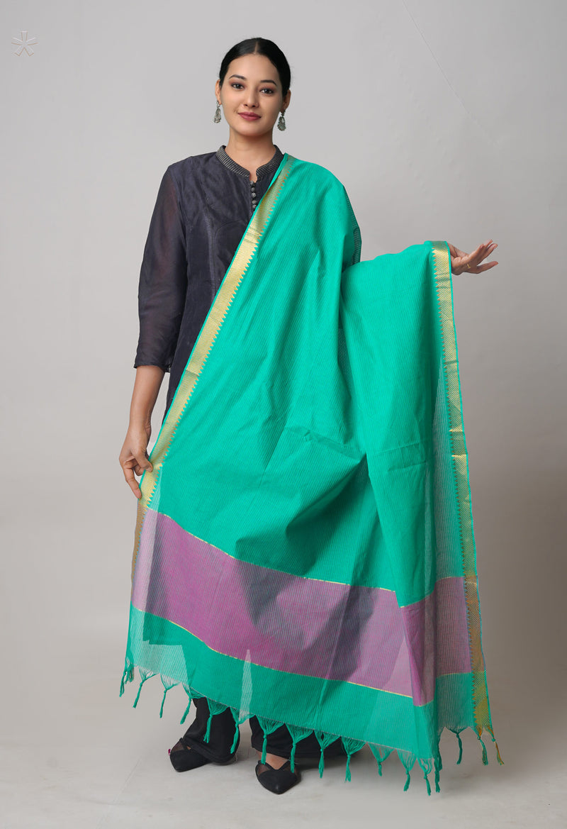 Green Pure Mangalagiri Cotton Dupatta–UDS5499