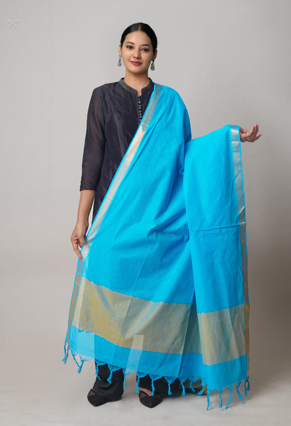Blue Pure Mangalagiri Cotton Dupatta–UDS5500