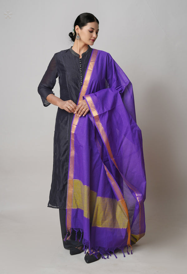 Violet Pure Mangalagiri Cotton Dupatta–UDS5504
