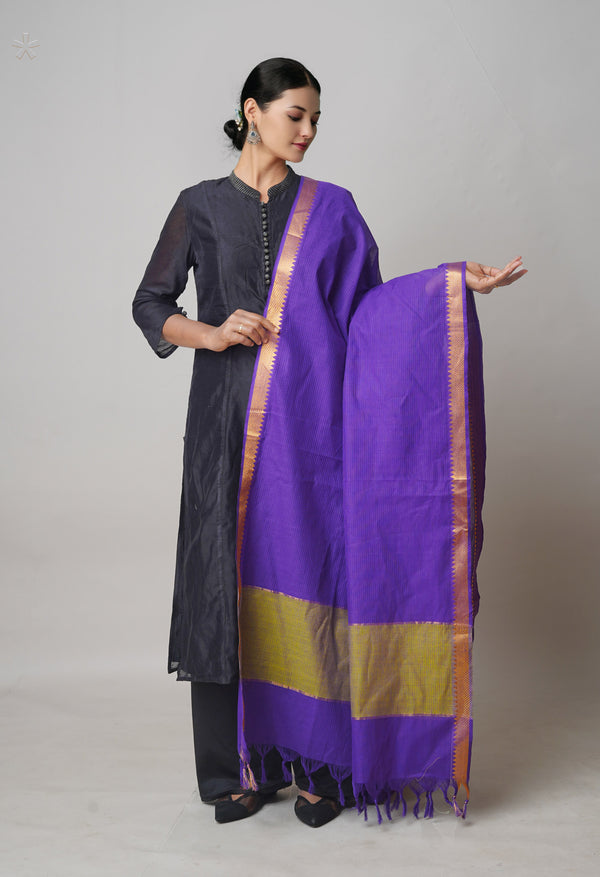 Violet Pure Mangalagiri Cotton Dupatta–UDS5504