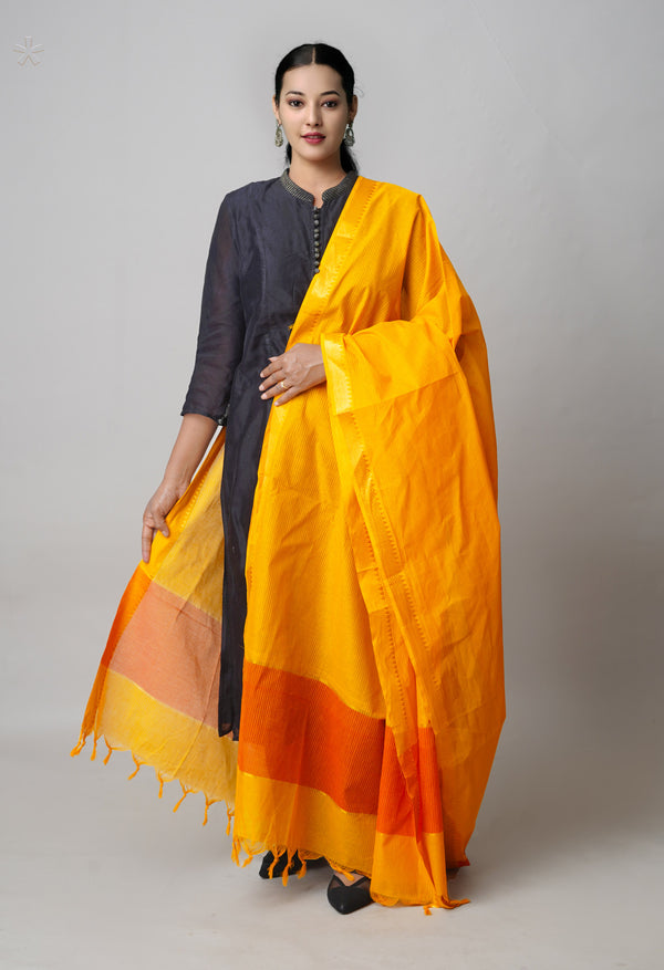 Yellow Pure Mangalagiri Cotton Dupatta–UDS5505