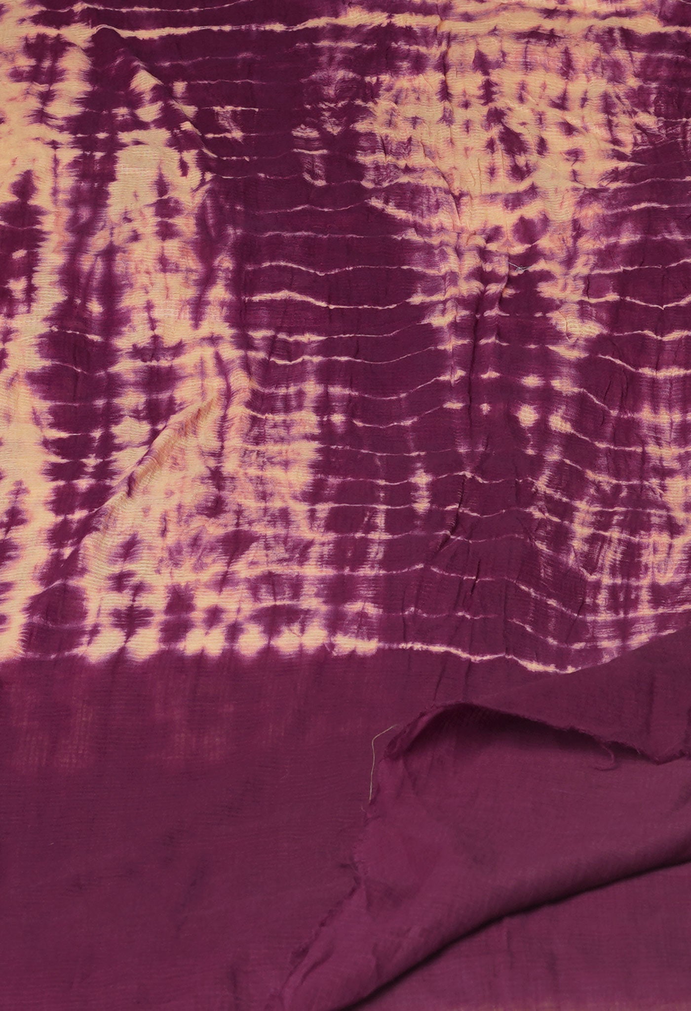 Peach Orange-Dark Purple Pure Tie- Dye Shibori Printed Kota Cotton Dupatta-UDS5568